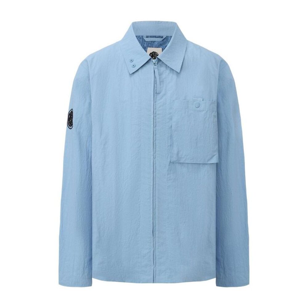 Pretty Green Mens Nylon Overshirt / Mid Blue